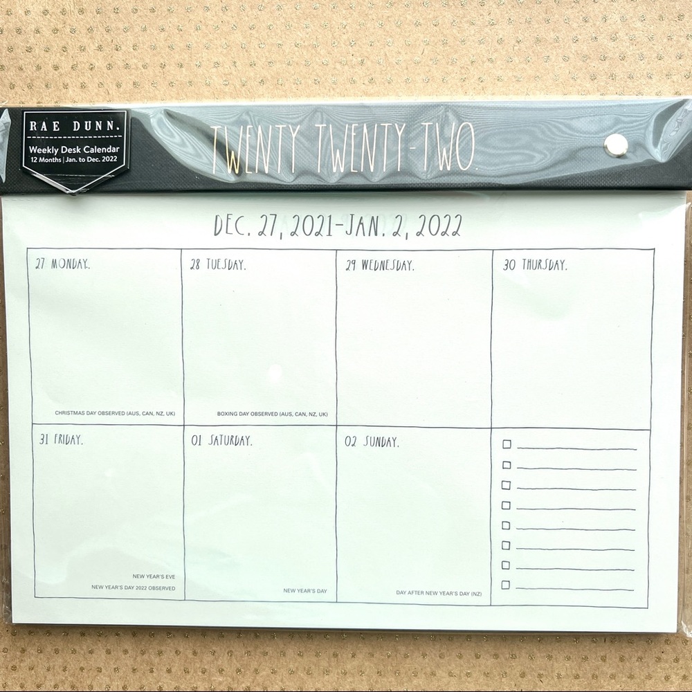 Rae Dunn Desk Calendar TWENTY TWENTY TWO 2022 Planner